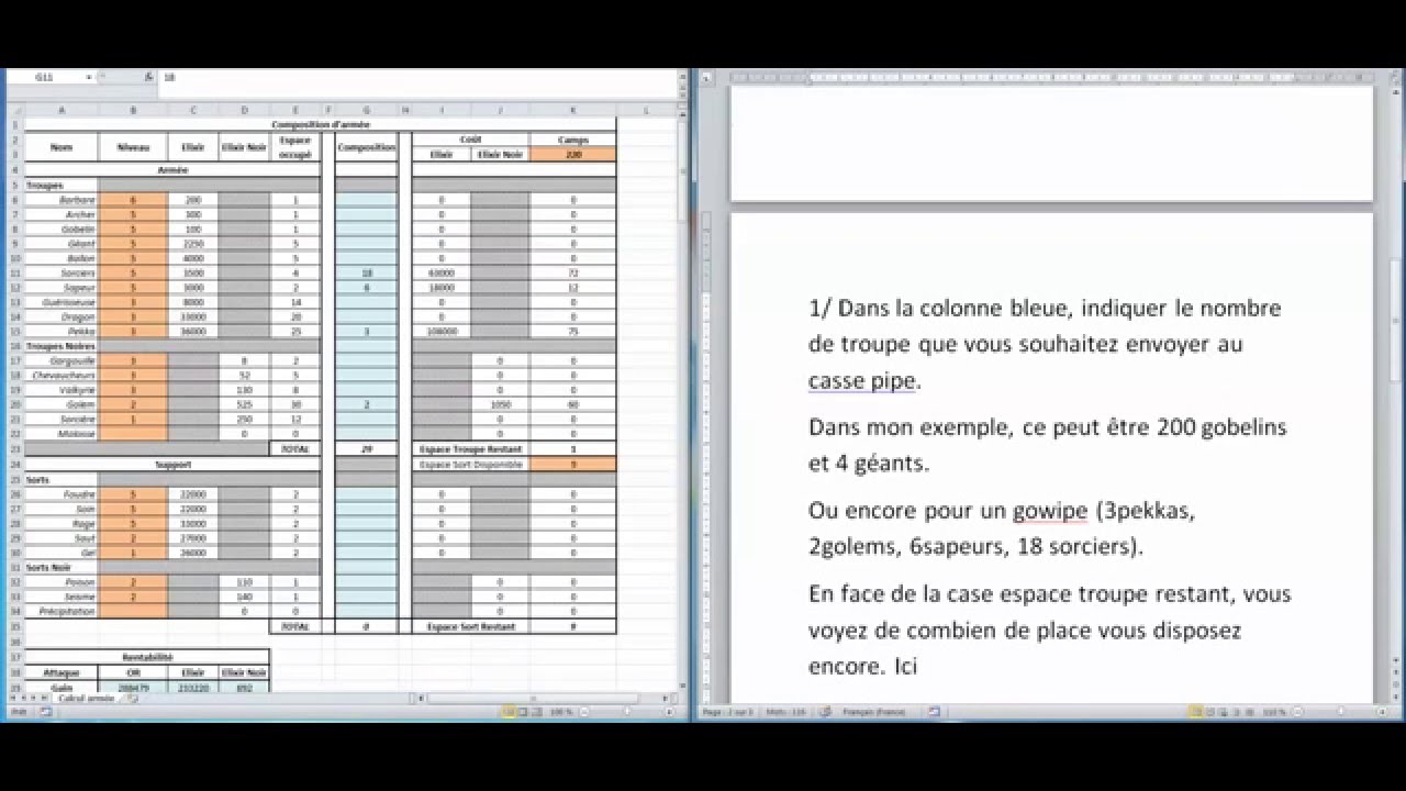 Tuto - Comment utiliser le tableau excel "rentabilité armée"